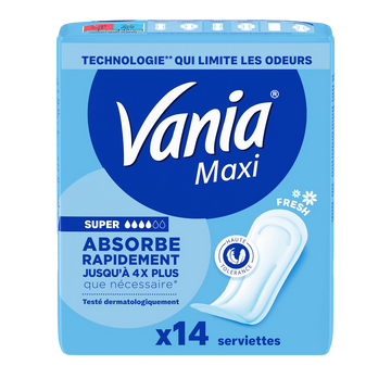 Serviettes hygiéniques Super Fresh maxi VANIA, x14