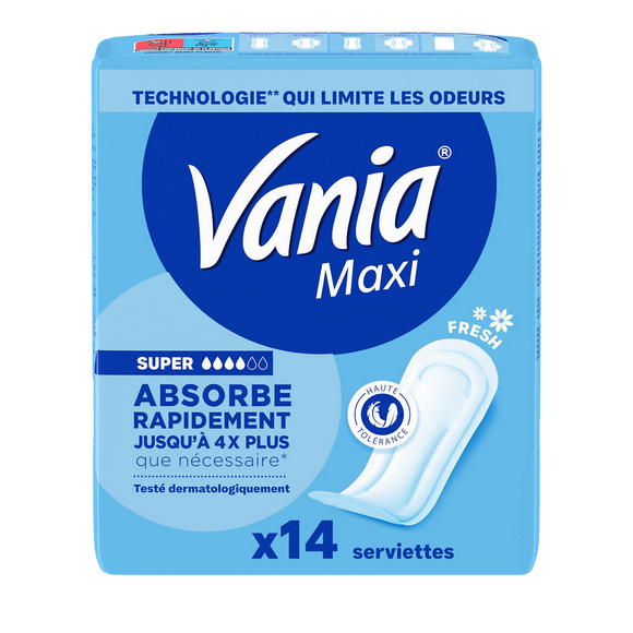Serviettes hygiéniques Super Fresh maxi VANIA, x14