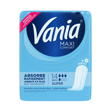 Serviettes hygiéniques Super Fresh maxi VANIA, x14