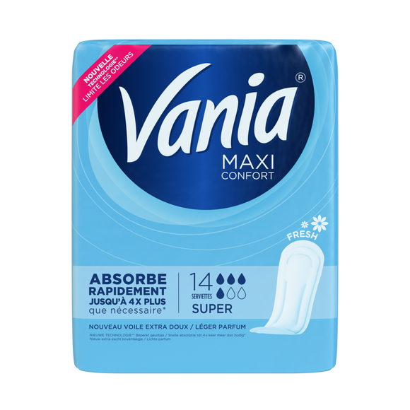 Serviettes hygiéniques Super Fresh maxi VANIA, x14