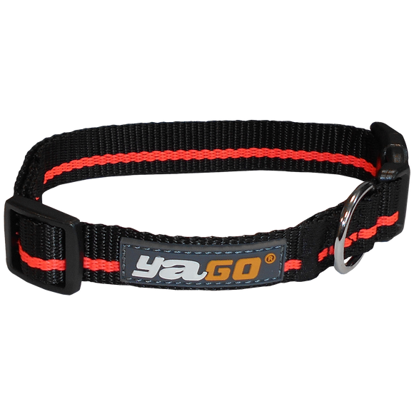 Collier nylon basic noir/orange yago, L, AIME