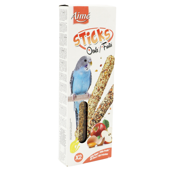 Baguette perruche 2 saveurs oeuf fruits, AIME, 85g