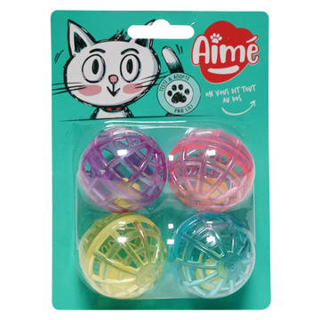 Jouet chat balles grelot x4 AIME
