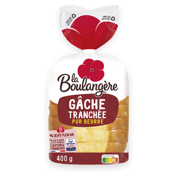 Gâche pur beurre tranchée LA BOULANGERE, 400g