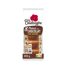 Pains au chocolat LA BOULANGERE, 8 unités, 400g