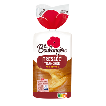 Brioche tressée tranchée pur beurre LA BOULANGERE, 650g