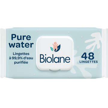 Lingettes 99,9% d'eau BIOLANE x48
