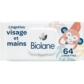 Lingettes pour visage et mains BIOLANE, étui de 64