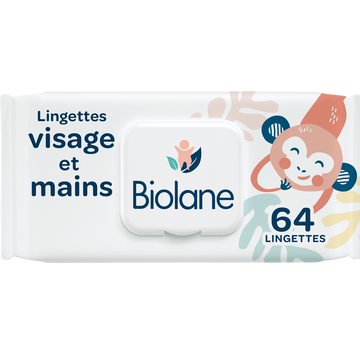 Lingettes pour visage et mains BIOLANE, étui de 64