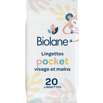 Lingettes pocket visage et mains BIOLANE x20