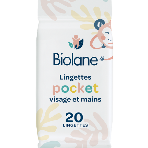 Lingettes pocket visage et mains BIOLANE x20