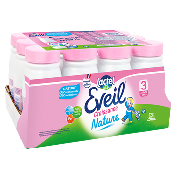 Lait de croissance EVEIL, nature de 10 mois à 3 ans, 12x25cl