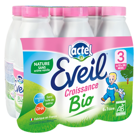 Lait de croissance bio nature dès 10 mois EVEIL LACTEL - 6x1L