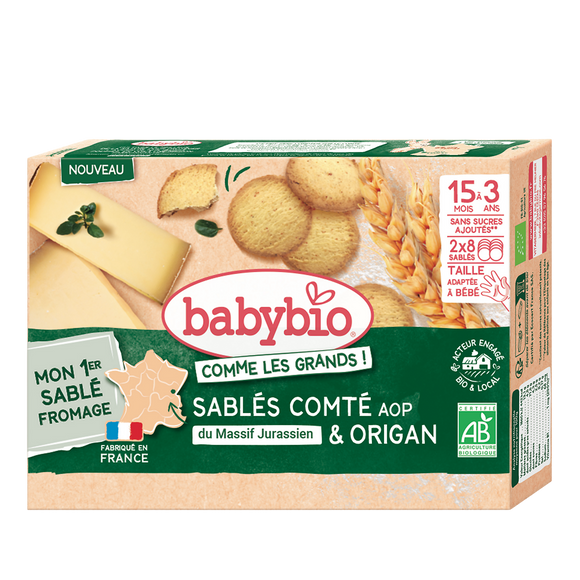 Sablé comté AOP du Massif Jurassien & origan dés 15 mois bio BABYBIO 72g