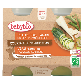 Pot petits pois panais courgette veau BABYBIO, 2x200g