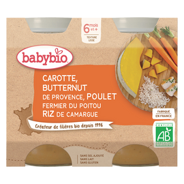 Pot carotte courge butternut poulet riz BABYBIO, dès 6 mois, 2x200g