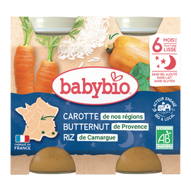 Pot bonne nuit carotte potimarron riz BABYBIO, 2x200g