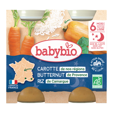 Pot bonne nuit carotte potimarron riz BABYBIO, 2x200g