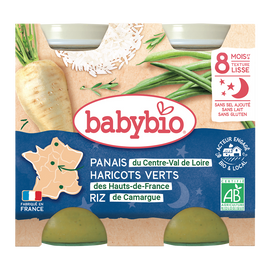 Pot bonne nuit panais haricots verts riz BABYBIO, 2x200g