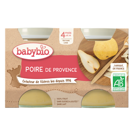 Purée de poire BABYBIO, 2 pots de 130g