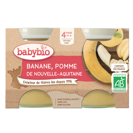 Purée de pomme banane BABYBIO, 2 pots de 130g