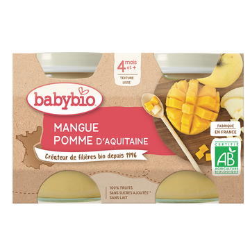 Purée de pomme et mangue BABYBIO, 2 pots de 130g