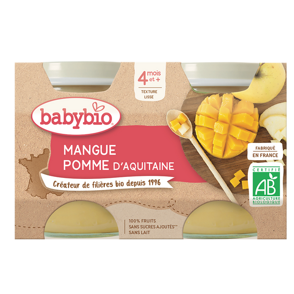 Purée de pomme et mangue BABYBIO, 2 pots de 130g