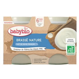 Brassé nature au lait de vache français BABYBIO, 2x130g 260g