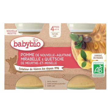 Pot mirabelle pomme BABYBIO, 2x130g
