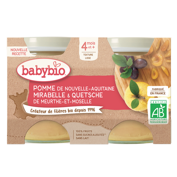 Pot mirabelle pomme BABYBIO, 2x130g