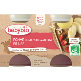 Purée de délice de pomme fraise BABYBIO, 2 pots de 130g