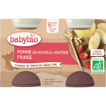 Purée de délice de pomme fraise BABYBIO, 2 pots de 130g