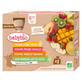 Gourdes aux fruits multi-parfum bio, BABYBIO, x8