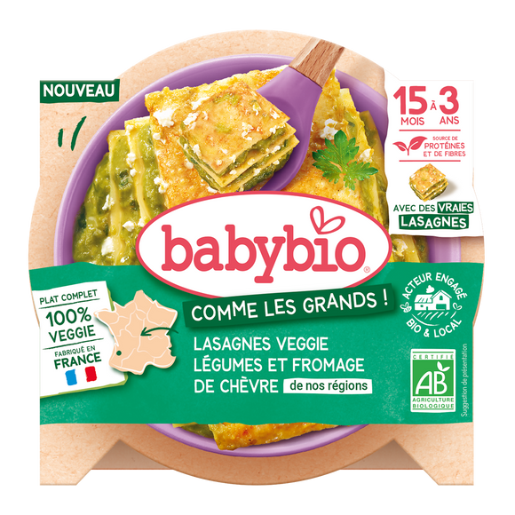 Lasagnes Légumes et Fromage de chèvre de nos régions BABYBIO 200g