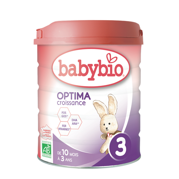 Lait en poudre pour nourrissons optima 3 BABYBIO, de 10 à 3 ans, 800g