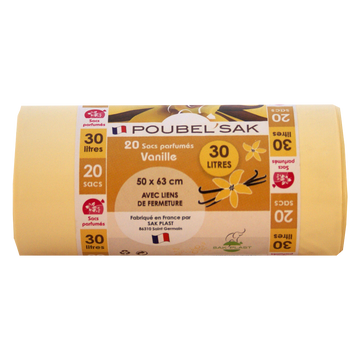 Sacs poubelle parfumés à la vanille x20, 30l