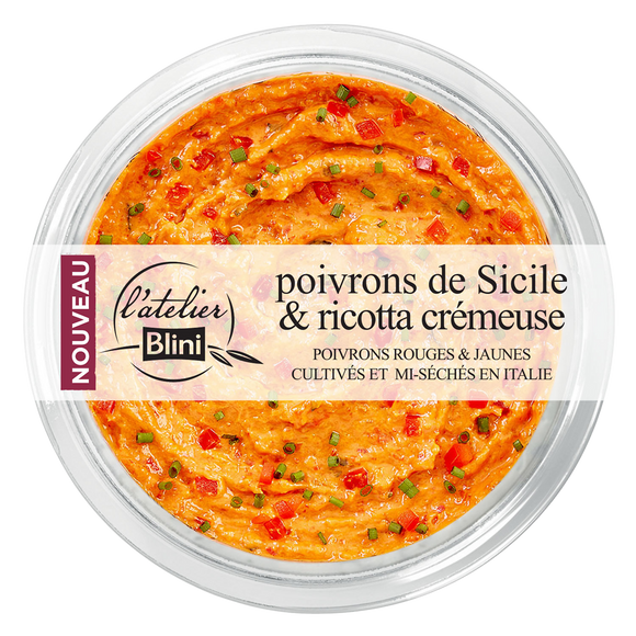 Poivron mi-séchée ricotta crém.&basilic L'ATELIER BLINI 140g