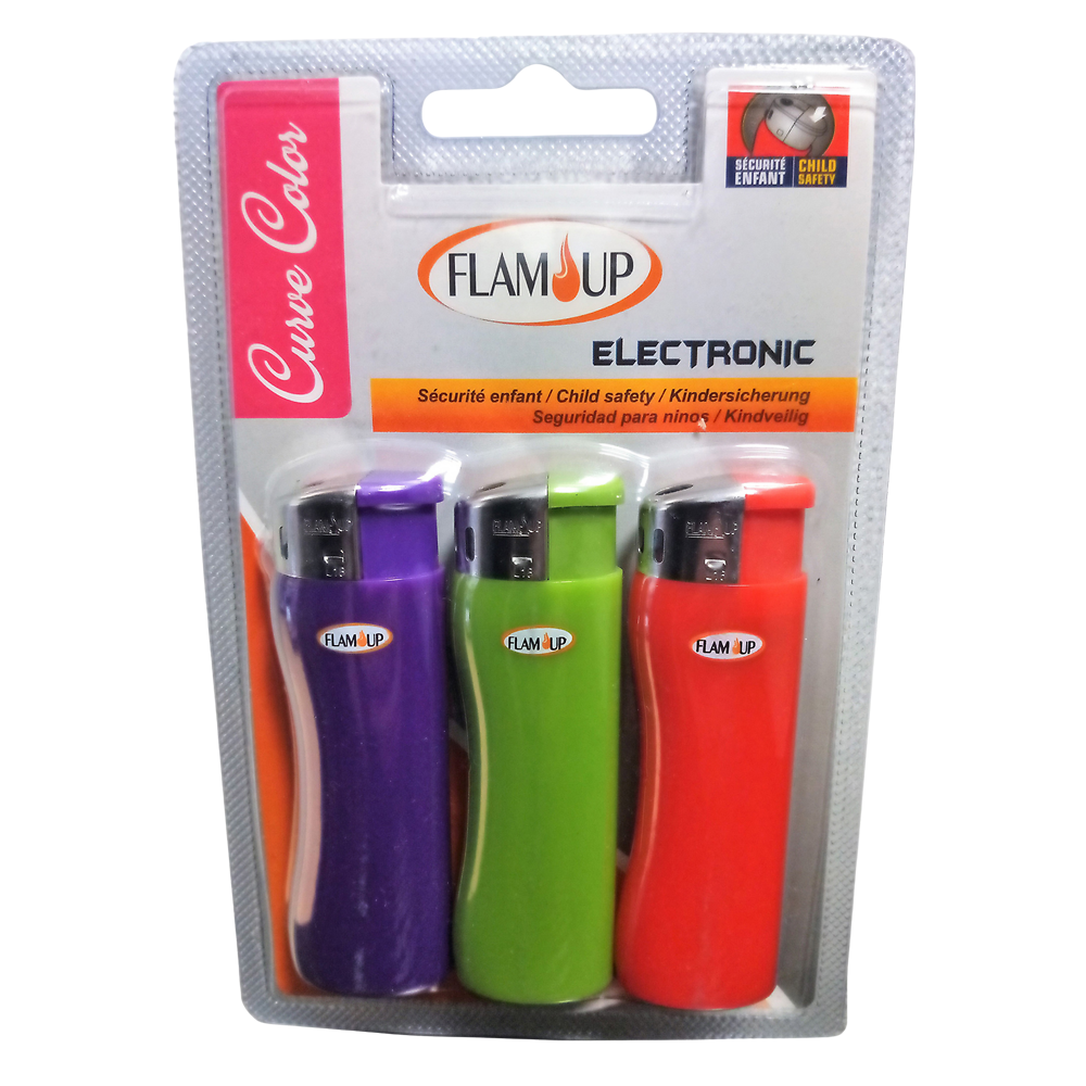 Briquets électroniques Tronic Color sous blister FLAM'UP, x3