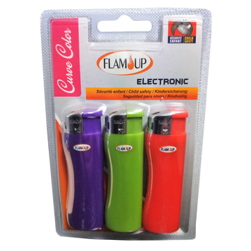 Briquets électroniques Tronic Color sous blister FLAM'UP, x3