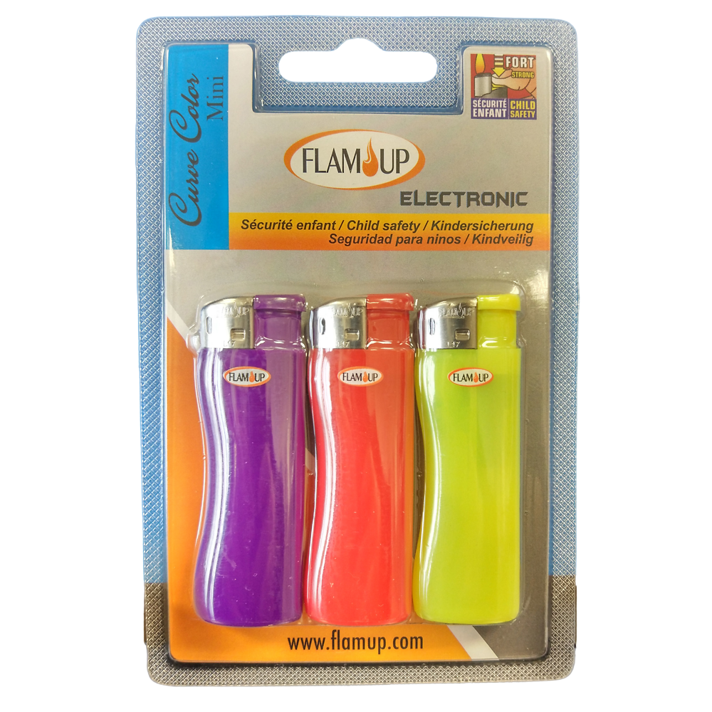 Briquets tronic curve mini color FLAM'UP, x3