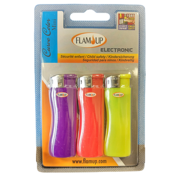 Briquets tronic curve mini color FLAM'UP, x3