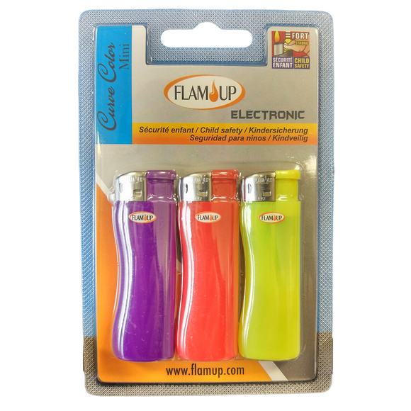 Briquets tronic curve mini color FLAM'UP, x3