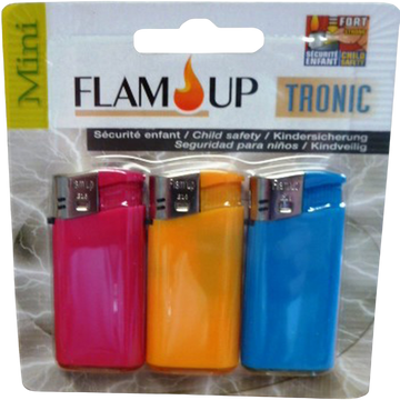 Briquets tronic curve mini color FLAM'UP, x3