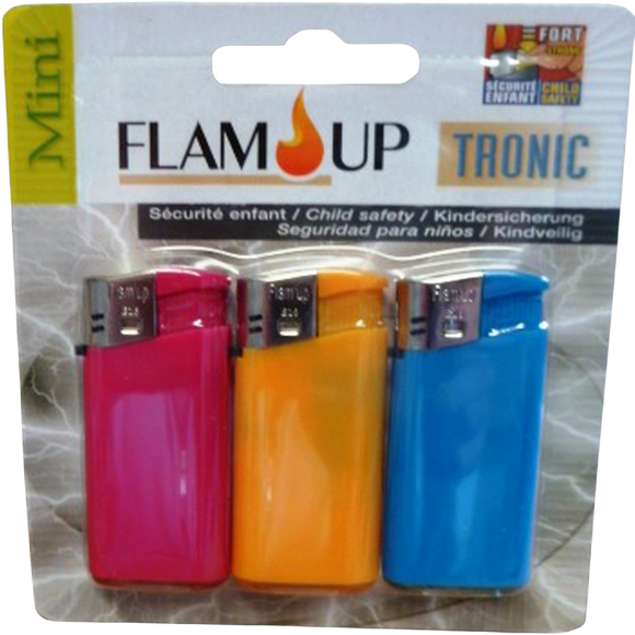 Briquets tronic curve mini color FLAM'UP, x3