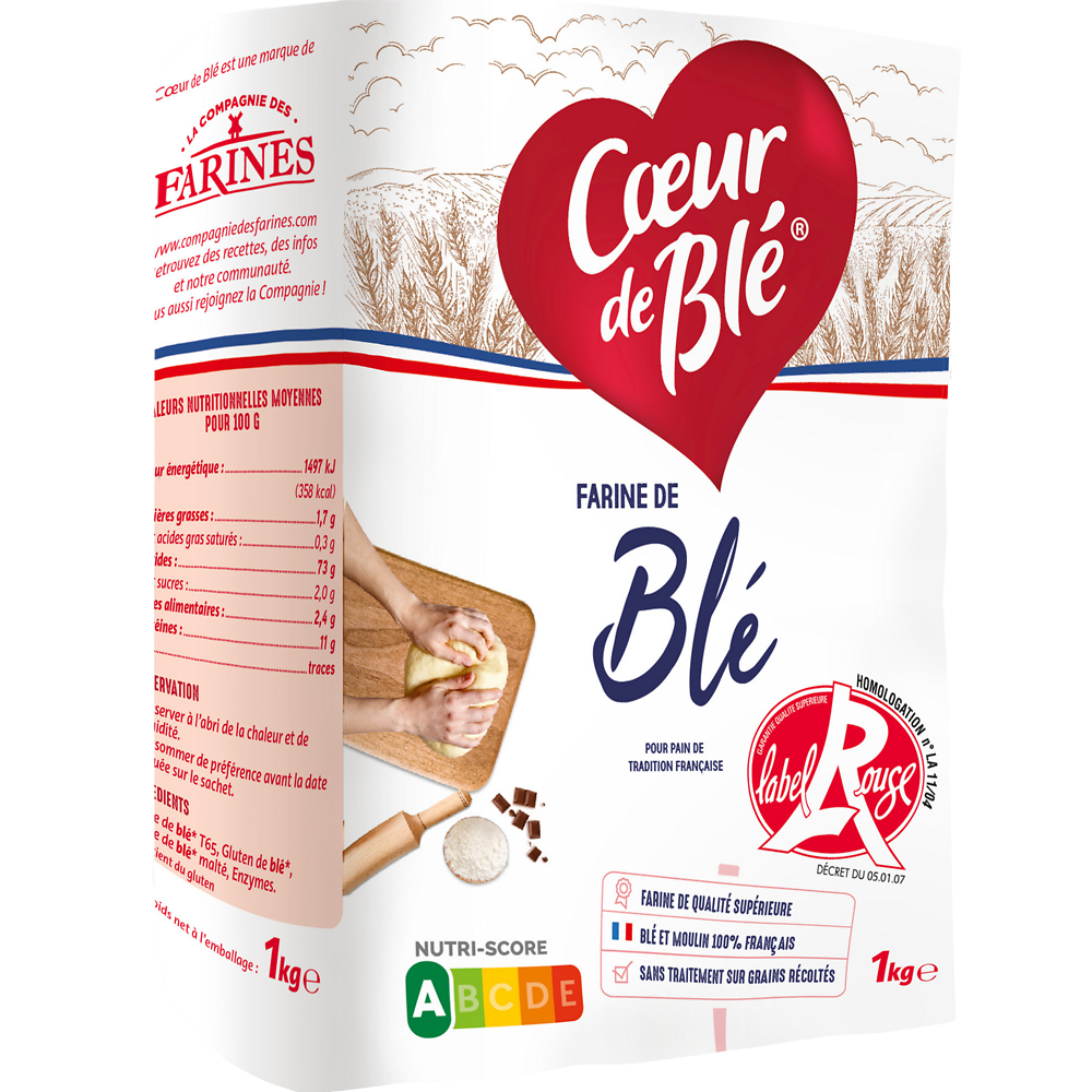 Farine de blé label rouge t65 La compagnie des farines, 1kg