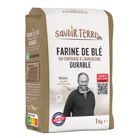 Farine de blé t55 SAVOIR TERRE, sachet de 1kg