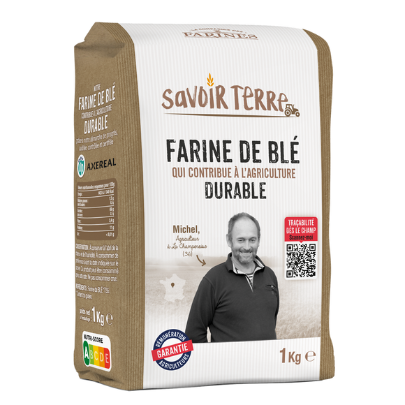 Farine de blé t55 SAVOIR TERRE, sachet de 1kg