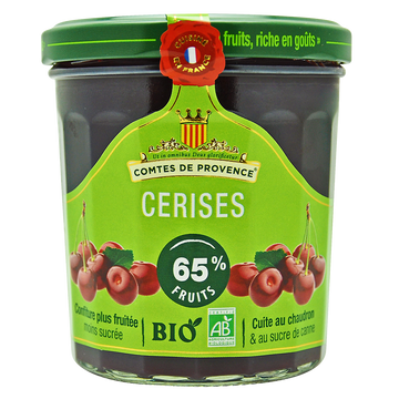 Confiture de cerise bio LES COMTES DE PROVENCE, pot de 350g