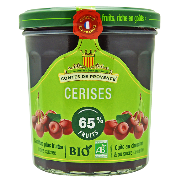 Confiture de cerise bio LES COMTES DE PROVENCE, pot de 350g