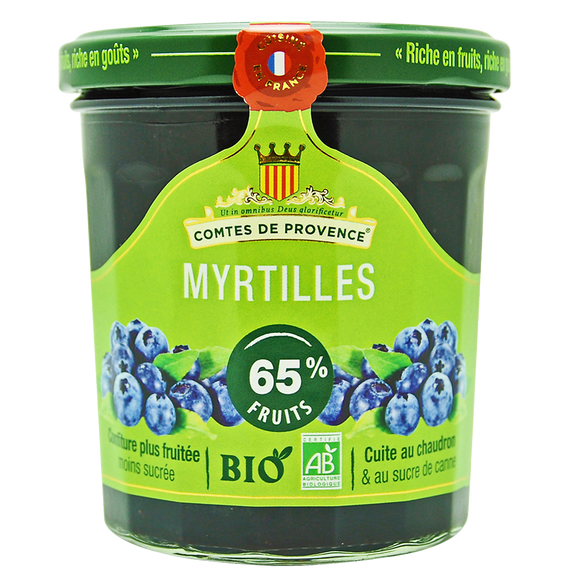 Confiture de myrtille bio LES COMTES DE PROVENCE, 350g